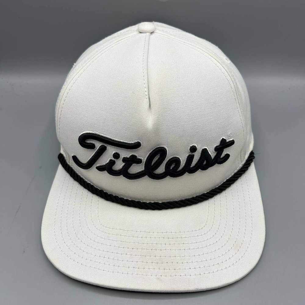 Titleist Golf Hat Men White Black Embroidered Strap Back Cap Cotton
